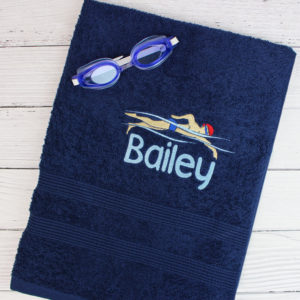 Personalised Children's Navy Swimming Towel