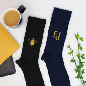 Personalised Men's Gold Royal Bee Socks Gift Set