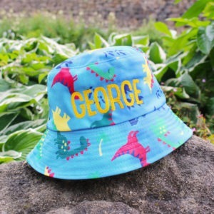 Personalised Kid's Dinosaur Bucket Style Sun Hat