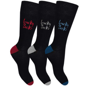 Men's Contrast Heel Embroidered Lucky Socks 3 Pair Pack