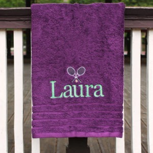 Personalised Embroidered Tennis Purple Hand Towel