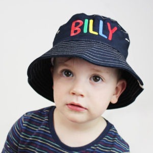 Personalised Children's Colourful Name Bucket Style Navy Sun Hat