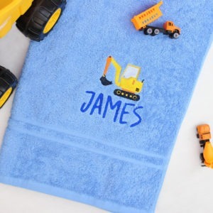 Personalised Children's Digger Bath Towel