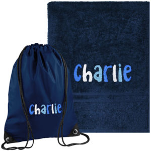 Personalised Embroidered School Swimming Towel and P.E. Bag