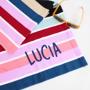 Personalised Stripy Embroidered Microfibre Beach Towels