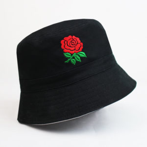 Men's England Rugby Rose Black Cotton Bucket Hat