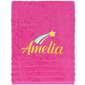 Personalised Shooting Star Pink Children's Hand Towel