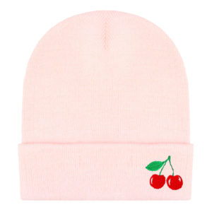 Ladies's Cherries Embroidered Luxury Soft Rib Beanie Hat