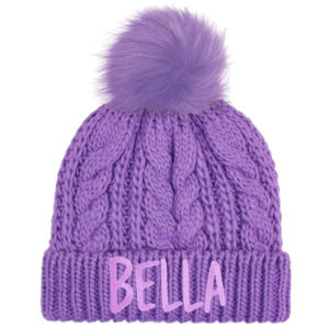 Personalised Girl's Pom Pom Bright Cable Bobble Hat