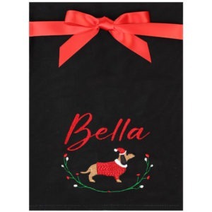 Personalised Christmas Dachshund Sausage Dog Tea Towel