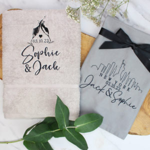 Personalised New York Engagement Hand & Tea Towel Luxury Set