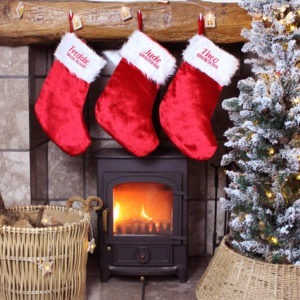 Personalised Christmas Motto Red Velvet Stockings