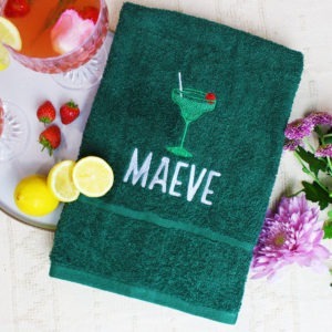 Personalised Sparkle Daiquiri Cocktail Green Hand Towel