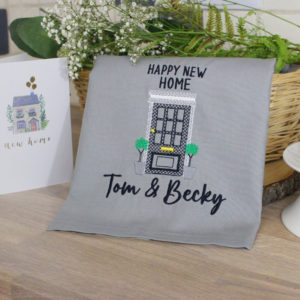 Personalised New Home Embroidered Cotton Tea Towel