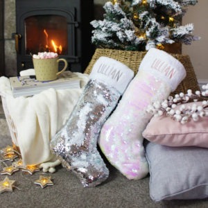 Personalised Christmas Sequin Embroidered Stockings