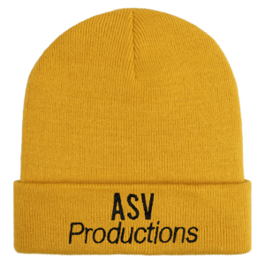 Personalised Business Name Embroidered Mustard Beanie Hat