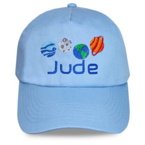 Personalised Space Planets Design Kids Baseball Cap Sun Hat - Sky Blue