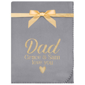 Personalised Grandad, Pops, Dad Embroidered Grey Blanket Gift