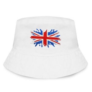 Men's Union Jack Art Embroidered White Adjustable Bucket Hat