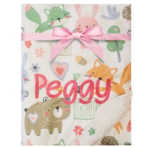 Personalised Embroidered Woodland Animals Baby Fleece Blanket