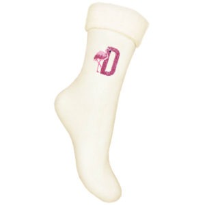 Women's Sparkle Flamingo Initial Embroidered Bed Socks