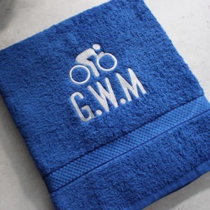 Personalised Cycling Embroidered Blue Bath Towel