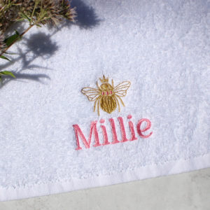Personalised Bee White Cotton Face Cloth