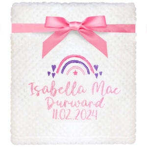 Personalised Embroidered Rainbow Waffle Baby Blanket