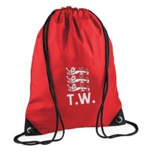 Personalised England 3 Lions Embroidered Swimming Bag - Red
