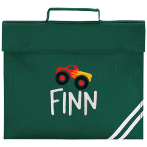 Personalised Monster Truck Embroidered School Book Bag