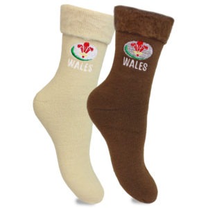 Wales Embroidered Rugby Ball Bed Socks (2 Pairs)