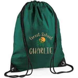 Personalised Forest School Name Drawstring Bag - Green