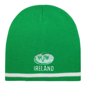Ireland Rugby Ball Shamrocks Green Beanie Hat