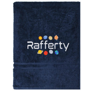 Personalised Space Planets Embroidered Swimming Bath Towel