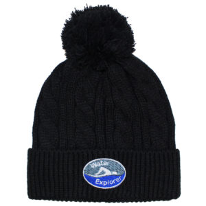 Children's Water Explorer Black Bobble Hat (8-11 Years)