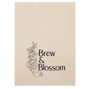 Personalised Cafe Business Embroidered Floral Tea Towel