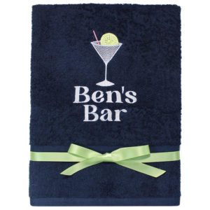Personalised Cocktail Bar Navy Hand Towel