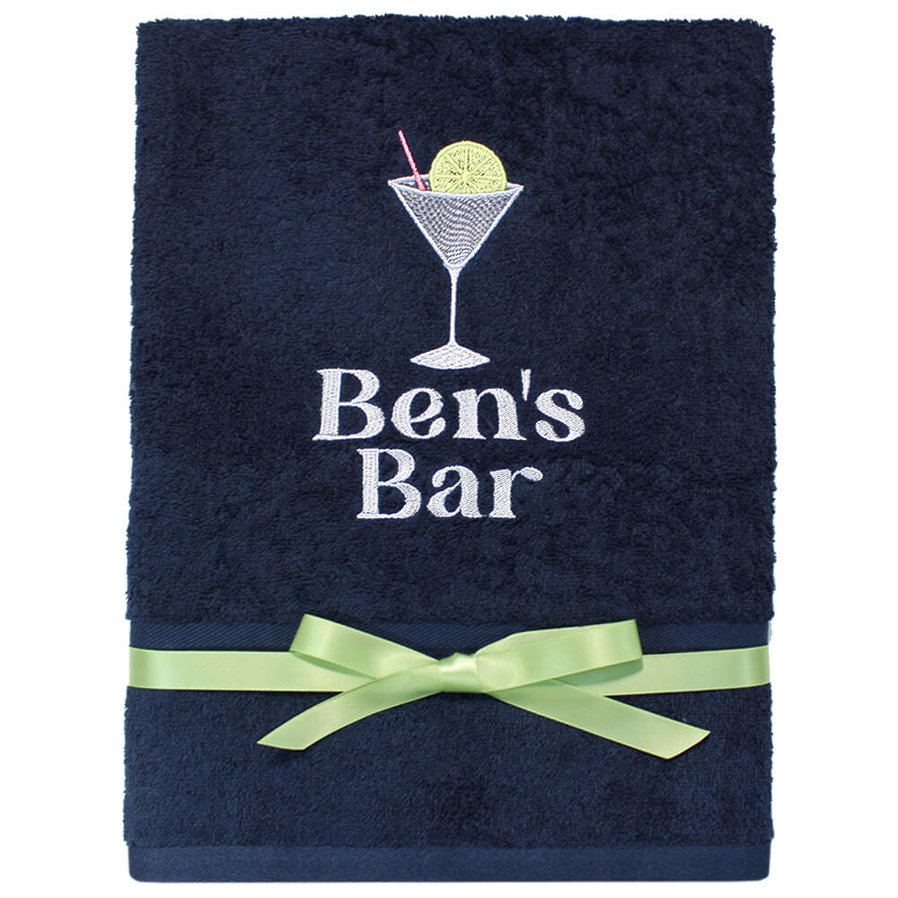 Personalised Cocktail Bar Navy Hand Towel