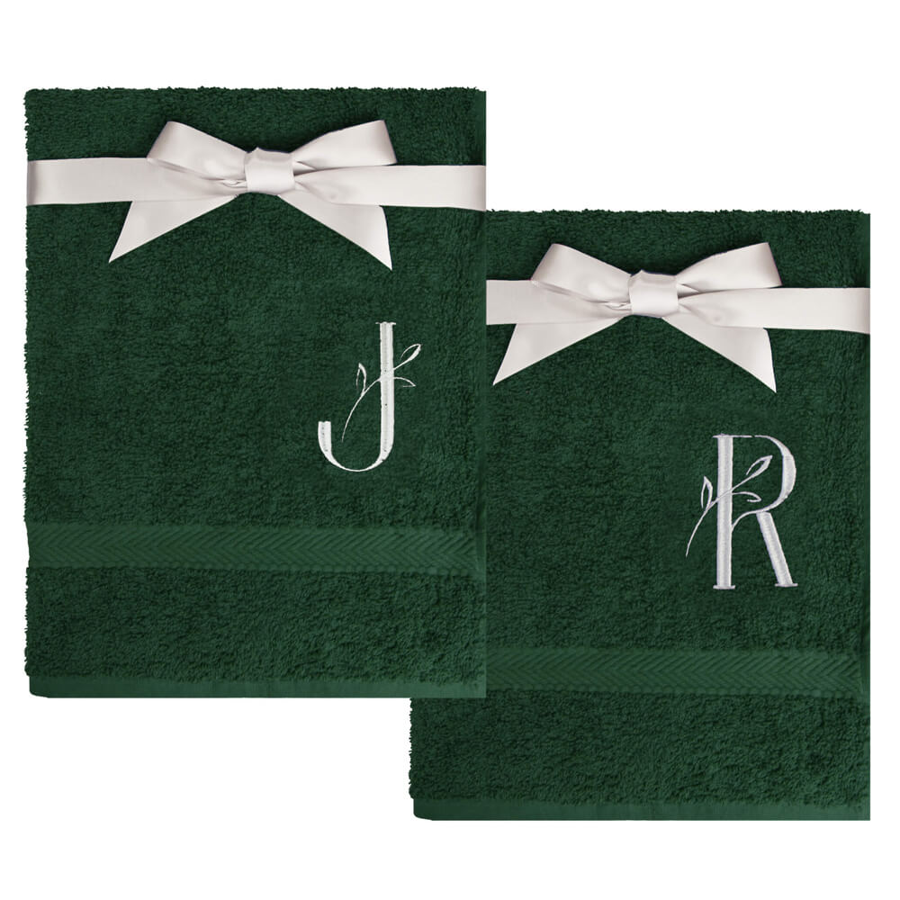 Personalised Silver Leaf Hand Towel Set - Image 2