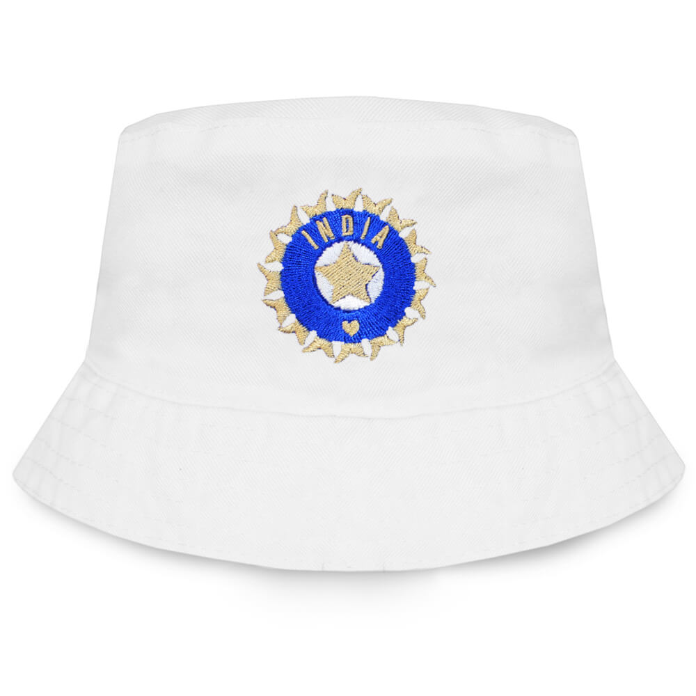 Men's India White Bucket Cricket Sun Hat
