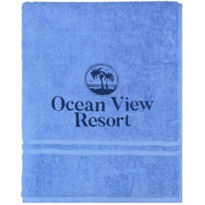 Custom Hotel Business Name Embroidered Coastal Bath Towel