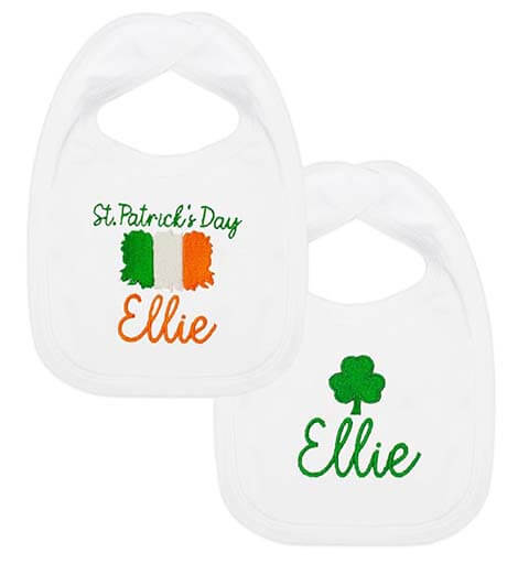 Personalised Embroidered St Patrick's Day Irish Baby Bib Set