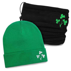 Irish Lucky Shamrock Snood & Beanie Hat