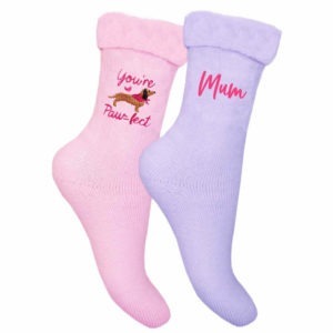 Mum Embroidered Dachshund Sausage Dog Bed Socks 2 Pack