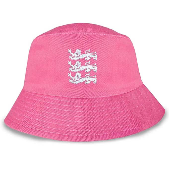 3 Lions England Embroidered Pink Bucket Hat