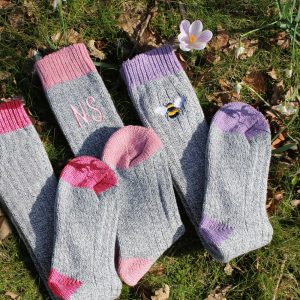 Women's Personalised Embroidered Wool Walking Boot Socks