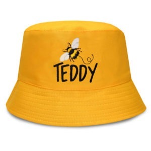 Personalised Children's Bee Embroidered Yellow Bucket Hat