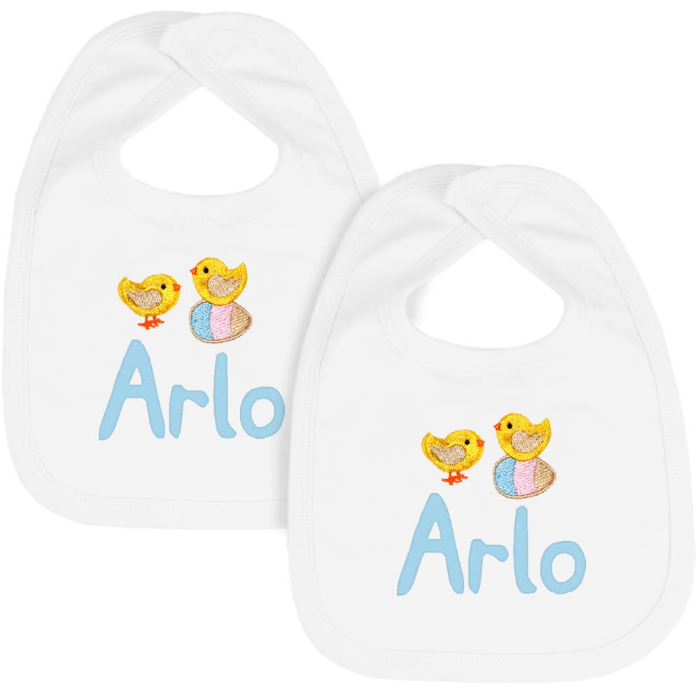 Personalised Embroidered Easter Chick Baby Bibs