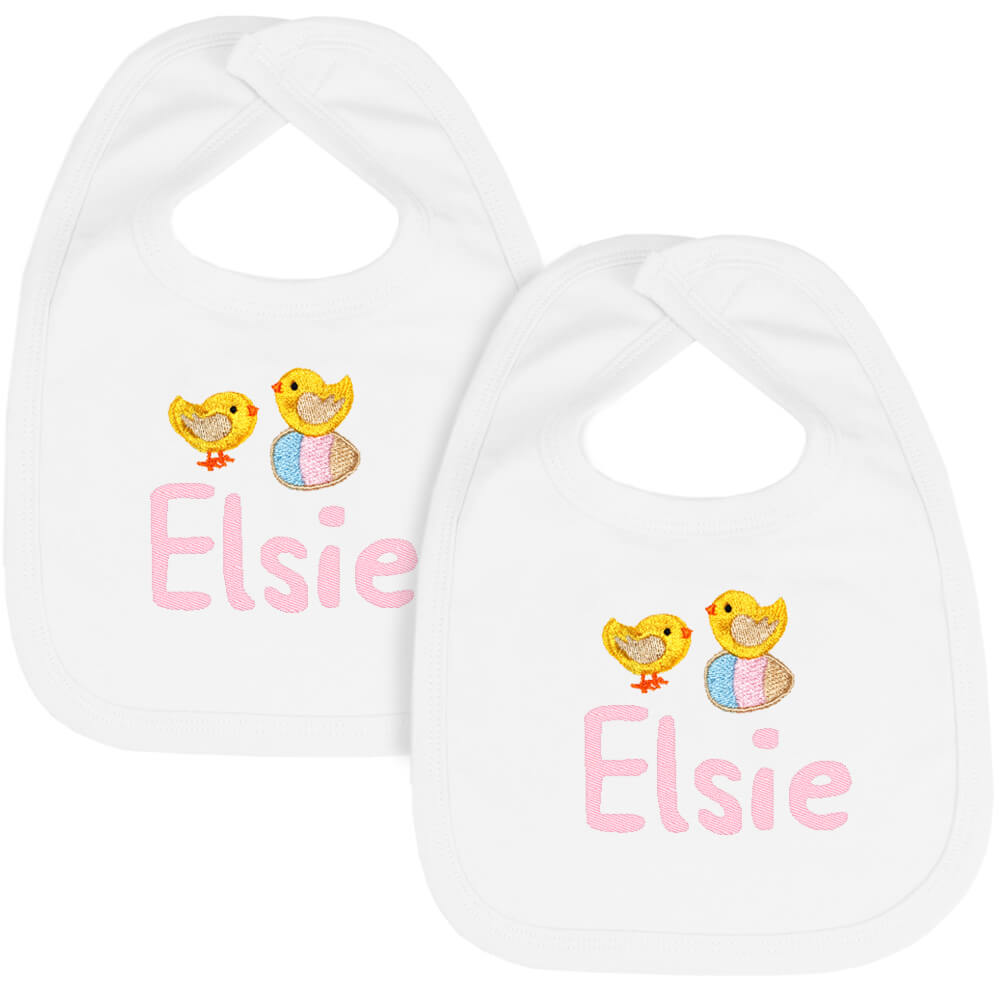 Personalised Embroidered Easter Chick Baby Bibs - Image 2