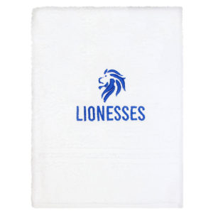 Lionesses Embroidered White Hand Towel